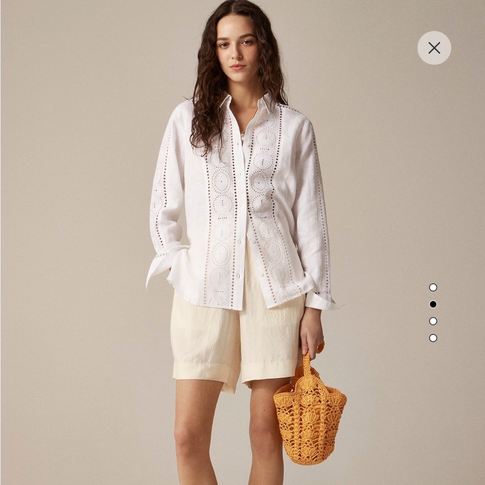J. Crew White Garçon Eyelet Shirt NWT